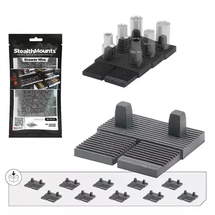 Stealth Mounts Drawer Hive, hylsypidike 1/4" 10kpl - StealthMounts työkalupidikkeet - DHSP-14-SK-10 - 1