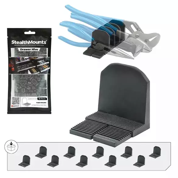 Stealth Mounts Drawer Hive, pihtipidike 10kpl - StealthMounts työkalupidikkeet - DHSP-PL-10 - 1