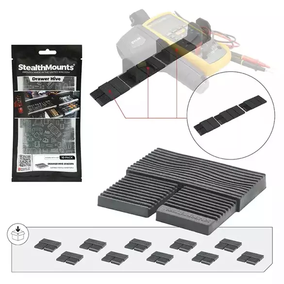 Stealth Mounts Drawer Hive, välikappale 10kpl - StealthMounts työkalupidikkeet - DHSP-SPACE-10 - 1