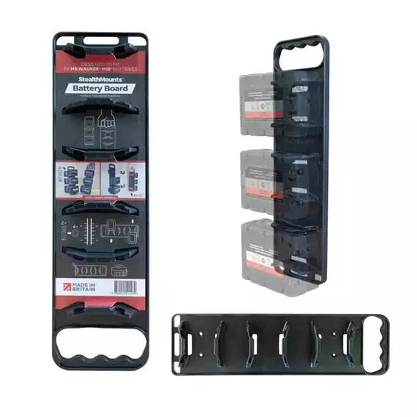 Stealth Mounts akkupidike 3kpl Milwaukee akuille kantokahvalla - StealthMounts työkalupidikkeet - BD-MW18-H-1 - 1