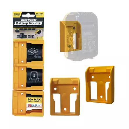 Stealth Mounts akunpidike DEWALT akulle 6kpl - StealthMounts työkalupidikkeet - BM-DW20-YLW-6 - 1