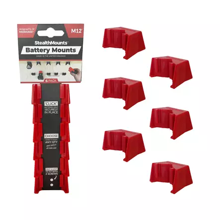 Stealth Mounts akunpidike MILWAUKEE M12 akulle 6kpl - StealthMounts työkalupidikkeet - 0017052 - 2