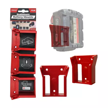 Stealth Mounts akunpidike MILWAUKEE M18 akulle 6kpl - StealthMounts työkalupidikkeet - BM-MW18-RED-6 - 1