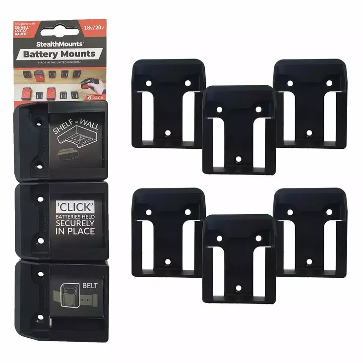 Stealth Mounts akunpidike EINHELL akulle 6kpl - StealthMounts työkalupidikkeet - BM-EO18-BLK-6 - 1