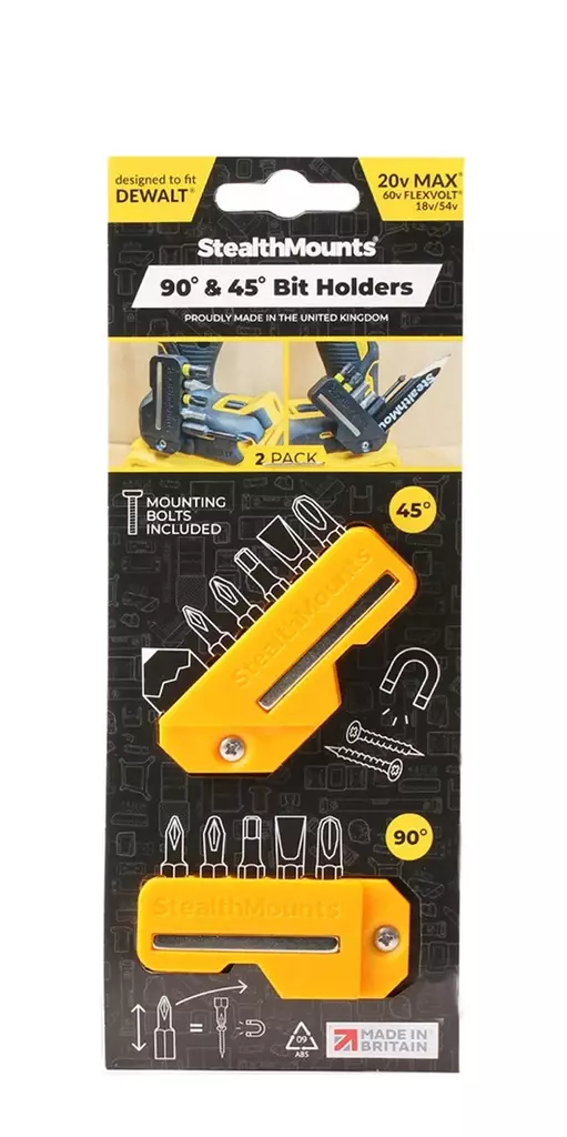Stealth Mounts magneetti kärkipidin Dewalt kulmamalli 2kpl - StealthMounts työkalupidikkeet - BH-DW-4590-YLW - 1